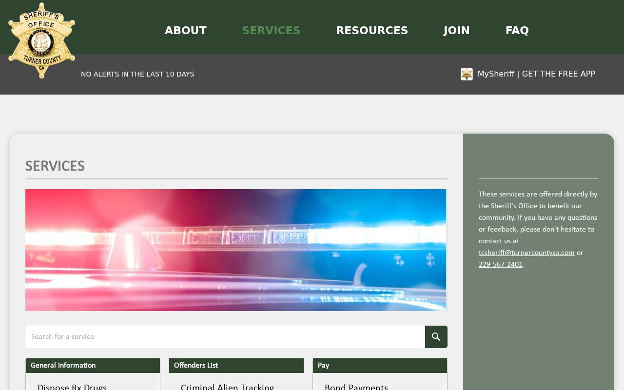 Turner County arrest history sheriff services