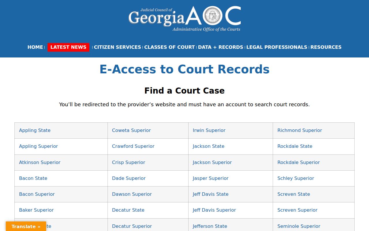 Turner County criminal court cases Georgia e-access directory