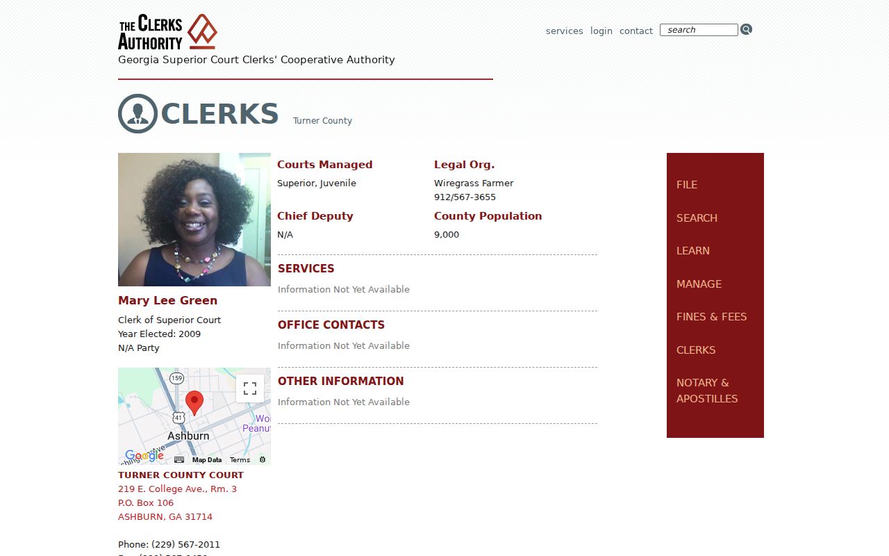 Turner County criminal court cases state clerk authority profile