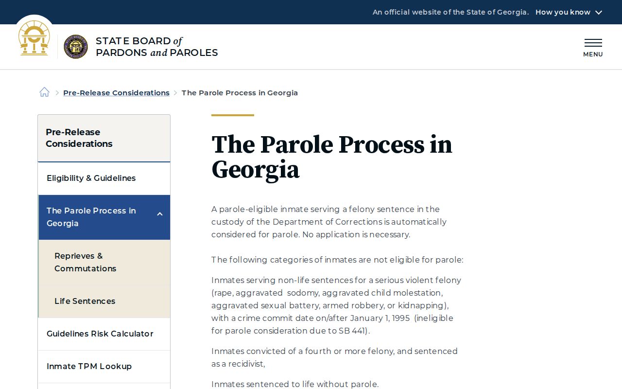 Rebecca criminal history Georgia parole process