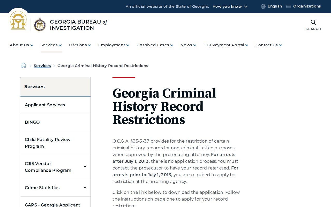 Rebecca criminal history Georgia record restrictions