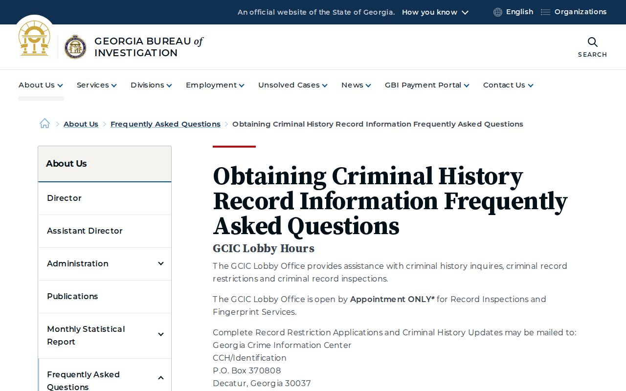 Sycamore criminal records Georgia criminal history FAQ